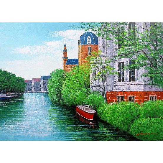 油絵 油彩画 洋画 (油絵額縁付きで納品対応可) SM 「ブルージュ」 広瀬 和之