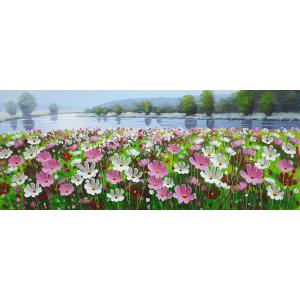 大野純一 『コスモス畑』 油絵・油彩画 F4（4号）<BR> : 内田