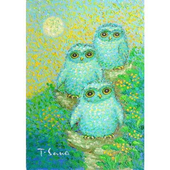油絵 油彩画 洋画 (油絵額縁付きで納品対応可) F4号 「吉ふくろう」 佐野 千恵子