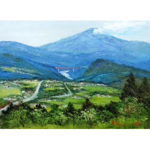 油彩画 洋画 (油絵額縁付きで納品対応可) M20号 「木曽路 恵那山」 島本 良平｜touo