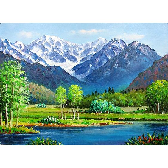 油絵 油彩画 洋画 (油絵額縁付きで納品対応可) WSM 「穂高」 羽沢 清水