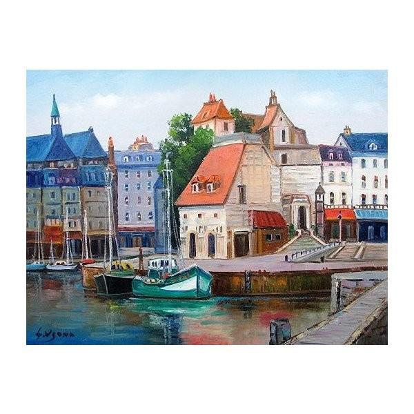 油絵 油彩画 洋画 (油絵額縁付きで納品対応可) WF3 「ぺリゴールの村」 羽沢 清水