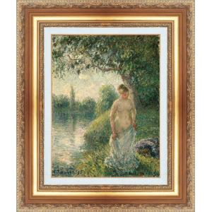 絵画 額縁付き 複製名画 世界の名画シリーズ ピサロ 「水浴する女」 サイズ 20号｜touo
