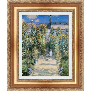 絵画 額縁付き 複製名画 世界の名画シリーズ クロード・モネ 「ヴェトゥイユのモネ庭園」 サイズ 6号｜touo