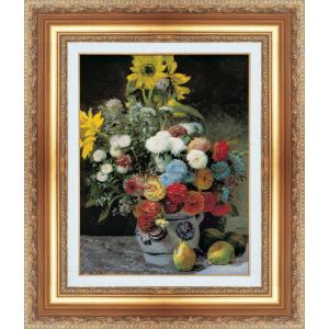 絵画 額縁付き 複製名画 世界の名画シリーズ ピエール・オーギュスト・ルノワール 「 花瓶の花 」 サイズ 20号｜touo