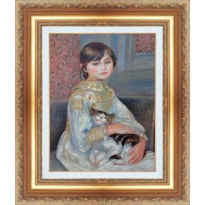 【値下げ】ルノアール絵画　青い帽子の少女 【世界の名画】リトグラフ163/180 ルノアール 絵画 青い帽子の少女 【世界の名画】 リトグラフ 163/180