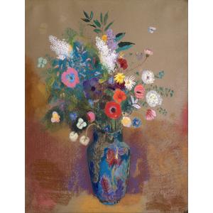 絵画 複製名画 キャンバスアート 世界の名画シリーズ オディロン・ルドン 「 花瓶の花束 」 サイズ 25号｜touo