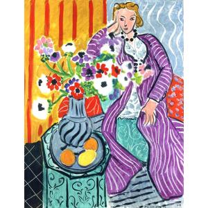 絵画 複製名画 キャンバスアート 世界の名画シリーズ アンリ・マティス 「紫色のドレスとアネモネ」 サイズ 10号｜touo