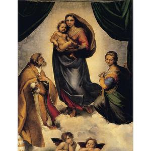 絵画 複製名画 キャンバスアート 世界の名画シリーズ ラファエルロ・サンティ 「 システィーナの聖母 」 サイズ 15号｜touo