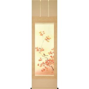 掛け軸 竹に雀 (井上秀城) 【掛軸】【一間床】【丈の短い掛軸】【花鳥