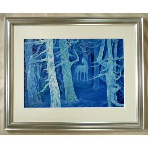 東山魁夷　白馬幻想　絵画　印刷　額縁付き　日本画　名画 東山魁夷 絵画 白馬の森 【複製】【美術印刷】【巨匠】【6号