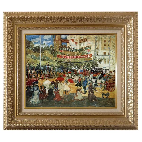 絵画 世界の名画シリーズ 額縁付 モーリス・プレンダガスト 「マジソン・スクエア」 お買い得サイズ：...