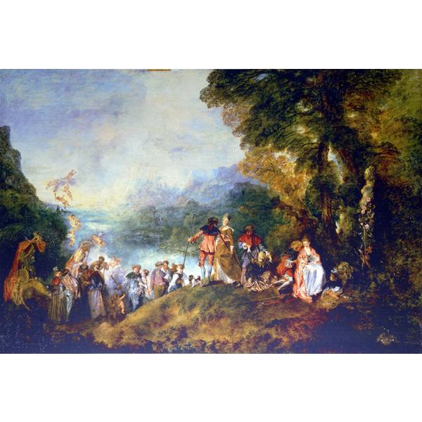 絵画 世界の名画シリーズ 額縁付 アントワーヌ・ヴァトー 「シテール島での愛の巡礼」 P50号 プリ...