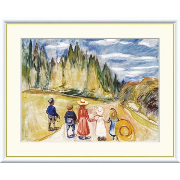 高精細デジタル額装版画 世界の名画 ムンク 「 お伽の森の子供たち 」 サイズ F8号