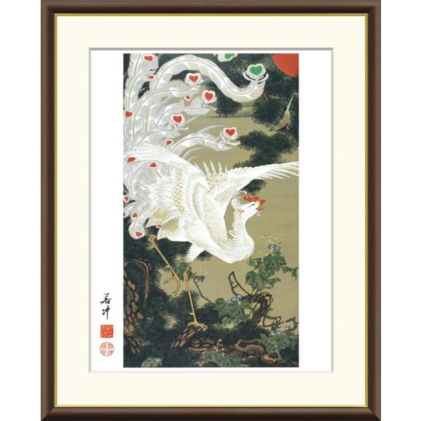 高精細デジタル額装版画 日本の名画 伊藤若冲 (いとう じゃくちゅう) 「 老松白鳳図 」 サイズ ...