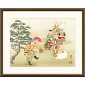 大中游一 「 七福神 」 色紙絵 絵画 日本画 肉筆 手書き 縁起