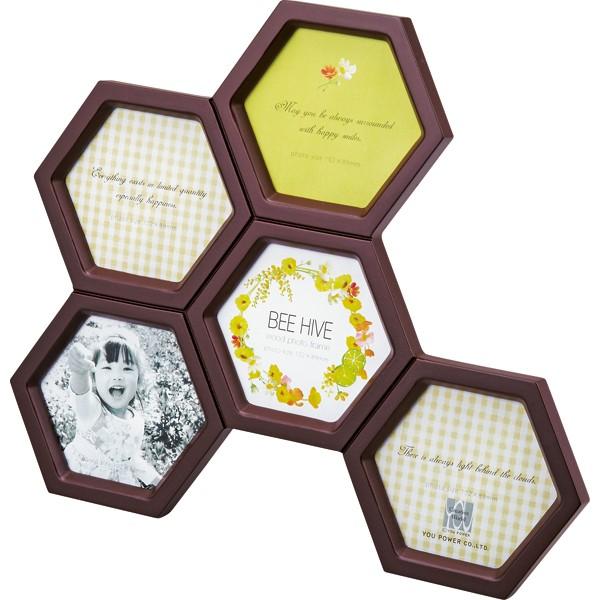 額縁 写真立て 木製フレーム ビー ハイブフォトフレーム「5ウィンドー（ブラウン）」