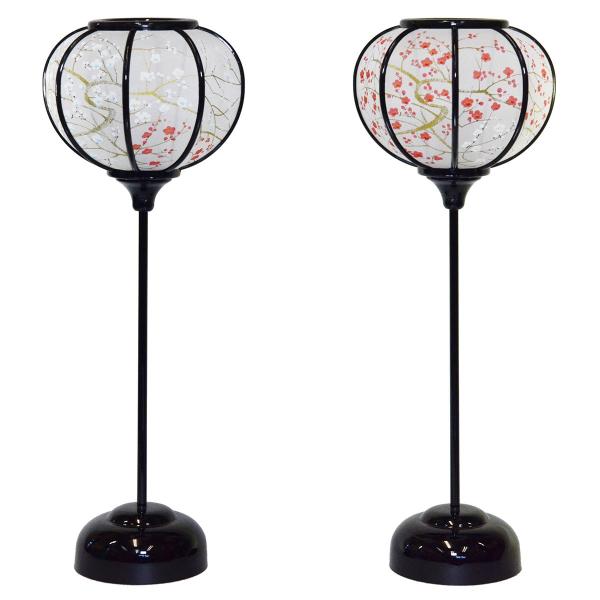 京なつめ 紅白梅 13号 LEDコードレス 高さ36cm （雛人形用 ぼんぼり 雪洞 2本1組）