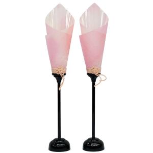 和紙燭台40号ピンク LEDコードレス 高さ40cm （雛人形用 ぼんぼり 雪洞 2本1組）