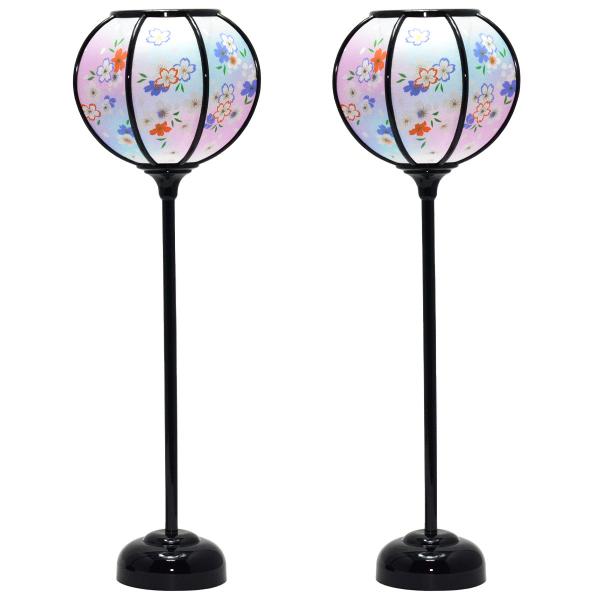 京なつめ かすみ桜 13号 LEDコードレス 高さ36cm （雛人形用 ぼんぼり 雪洞 2本1組）