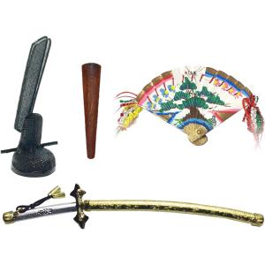 親王小道具 （上）三五サイズ 雛人形用 冠・檜扇・笏・太刀セット