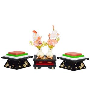 雛道具揃 30号6点セット 「ワインに桜・御所・蝶」（三宝/菱餅/高杯