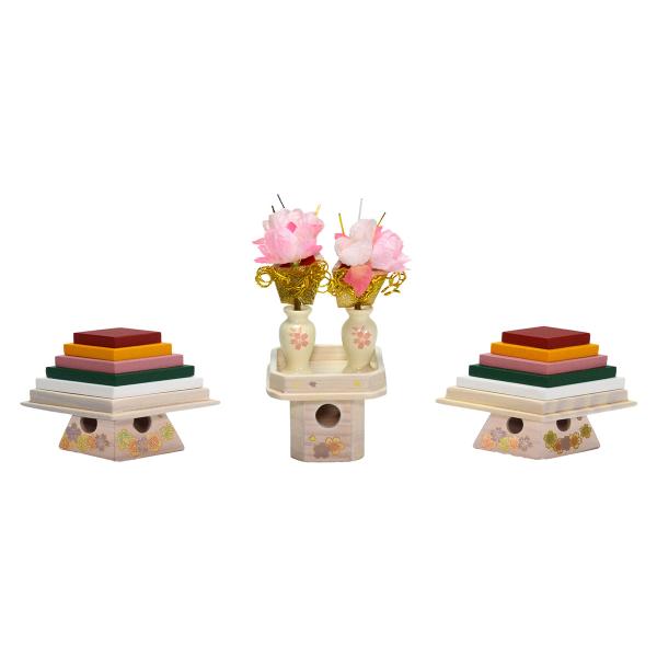 新リボンぼかし桜 20号 白木 （雛人形 前飾り・三宝）