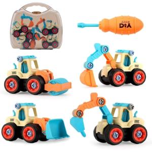 車おもちゃ 組み立ておもちゃ 工事カー 建設車両 4台セット DIY知育玩具 ショベルカー 工事ごっこ遊び 砂場遊び ミニカー 玩具 知能の開発 大工車 プレゼント