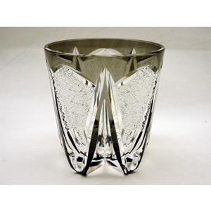 TR001BLK瀧澤硝子工芸 江戸切子伝統工芸士 瀧澤利夫作 江戸切子 五芒星 ロックグラス 黒 墨