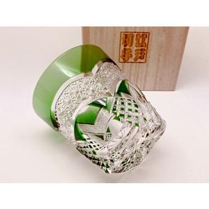 伝統工芸士 滝澤 利夫 青被せ八角籠目紋 伝統工芸士 滝澤 利夫 青被せ八角籠目紋 TR005P瀧澤硝子工芸 江戸