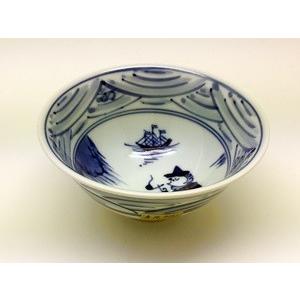 有田焼 しん窯 青花 長崎紋 3.8寸反飯碗 : 神楽坂のうつわ屋さん