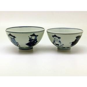 4枚セット五人異人玉渕4.5寸丼 しん窯 青花有田焼