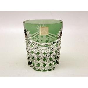 KAGAMI カガミ 江戸切子　ロックグラス 幕襞に四角籠目紋 緑 :T370-2835-CGR:神楽坂のうつわ屋さん 陶柿園 - 通販 -  Yahoo!ショッピング
