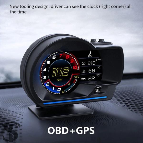 並行輸入品 OBD2 カーヘッドアップディスプレイ HUD スマートカーウォーター/アンプ 油温ター...