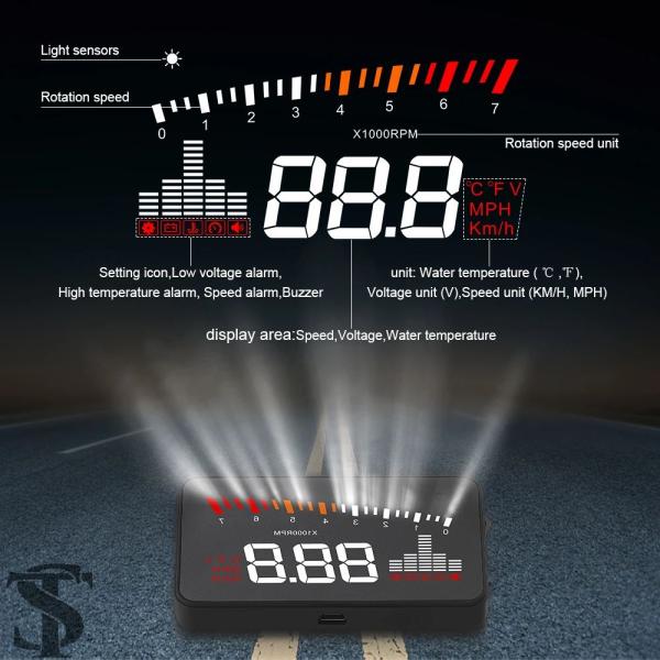 並行輸入品 X5 OBD2 ヘッドアップディスプレイ HUD スピードメータースピードタコメーター水...
