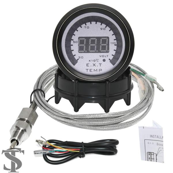 並行輸入品 52 MM排気ガス温度計デジタル LED EXT + 電圧計電圧エア燃料自動車スタイリン...