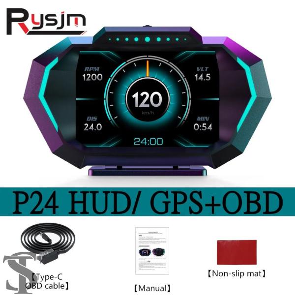 並行輸入品 P24 OBD2 + GPS カー HUD ヘッドアップディスプレイオンボードコンピュー...