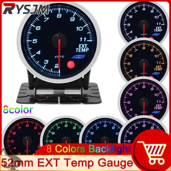 並行輸入品 52 MM EXT 温度ゲージ 8 色バックライト排気ガス温度計センサー 12V デジタ...
