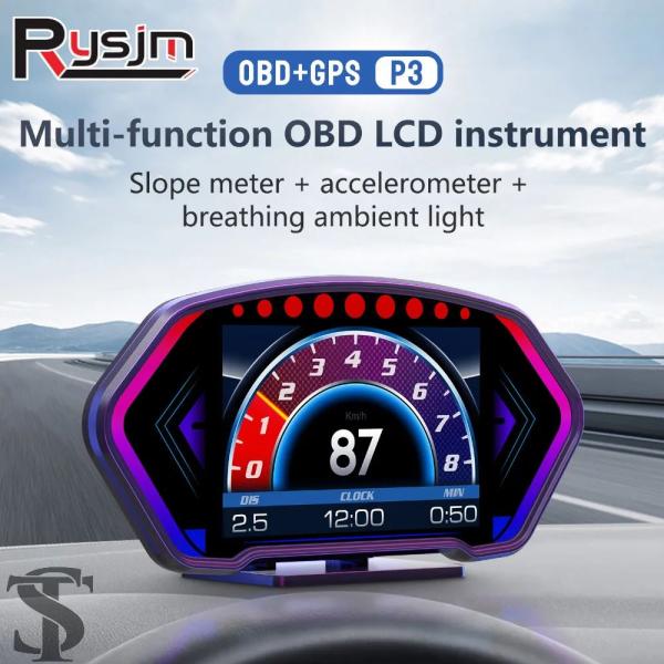 並行輸入品 P3 HUD OBD2 GPS ヘッドアップディスプレイフロントガラススピードメータース...