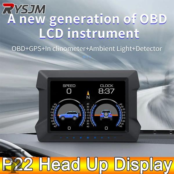 並行輸入品 P22 OBD2 GPS HUD ヘッドアップディスプレイ 傾斜角メーター スピードメー...