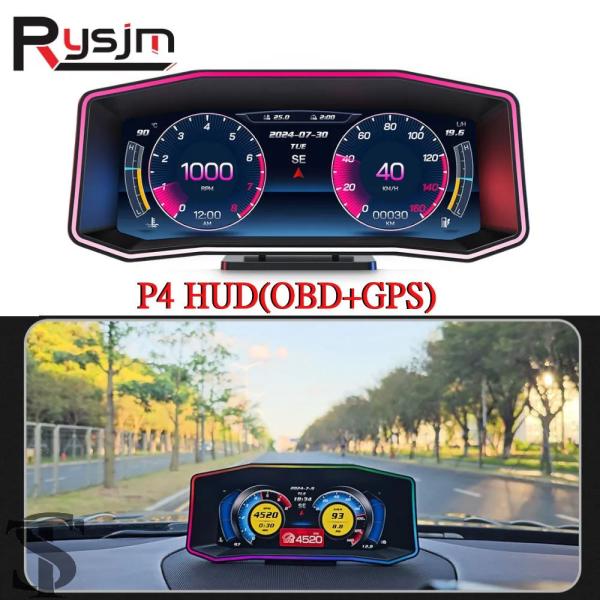 並行輸入品 P4 OBD2 + GPS HUD 6.2 インチ画面ヘッドアップディスプレイ多機能スマ...