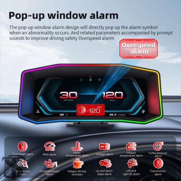 並行輸入品  OBD2 ヘッドアップディスプレイ P4 カー HUD スマートデジタルスピードメータ...