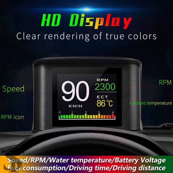 並行輸入品 HUD P10 ヘッドアップディスプレイ OBD スマートデジタルメータースピードメータ...