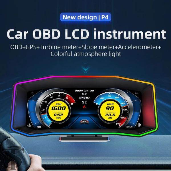 並行輸入品 P4 ヘッドアップディスプレイ OBD + GPS HUD デジタルスピードメータータコ...