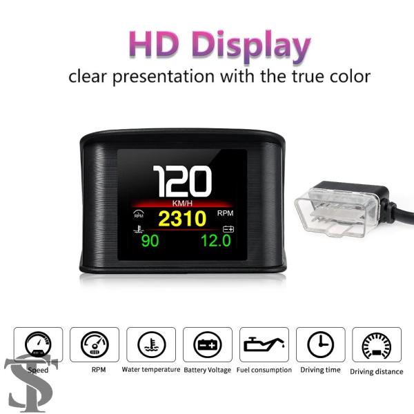 並行輸入品 P10 HUD ヘッドアップディスプレイ OBD2 オンボードコンピュータデジタルスピー...