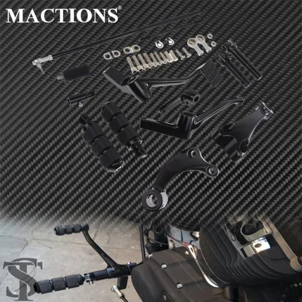 並行輸入品 バイクブラックフォワードコントロールフルキットペグレバーリンケージハーレースポーツスター...