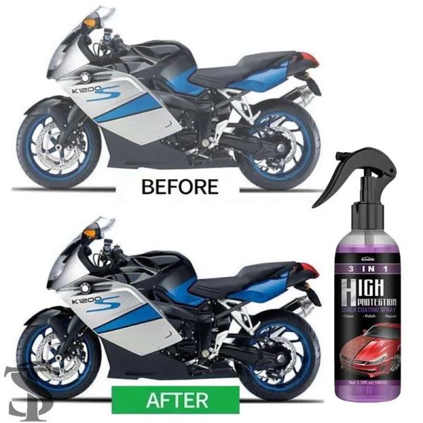【並行輸入品】3 IN 1 急速セラミックコーティング バイク 二輪用ワックス ポリッシュスプレー ...