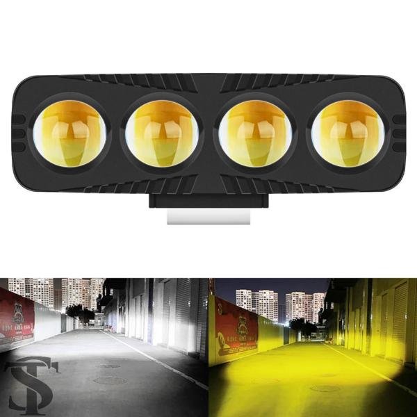 並行輸入品 バイクヘッドライトスポットライトデュアルカラー 4 レンズ LED バイク LED フォ...