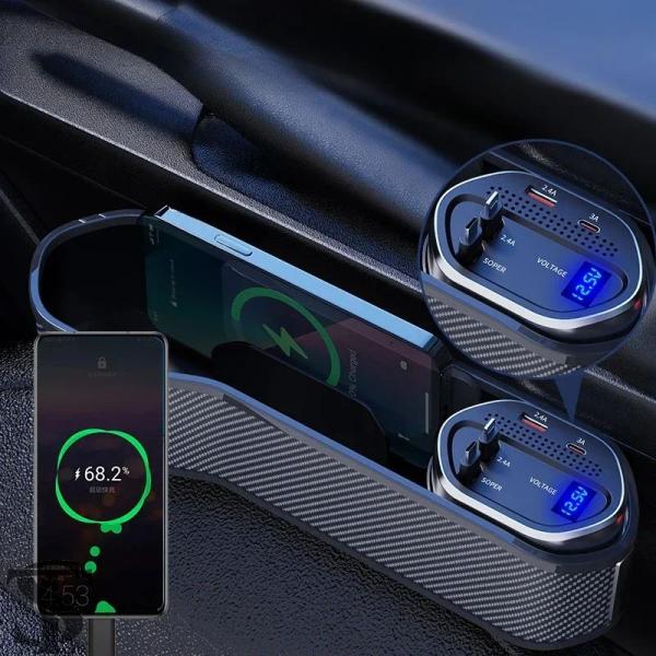 並行輸入品 多機能カーシートギャップオーガナイザー収納 カップホルダー付き カーコンソールサイドポケ...