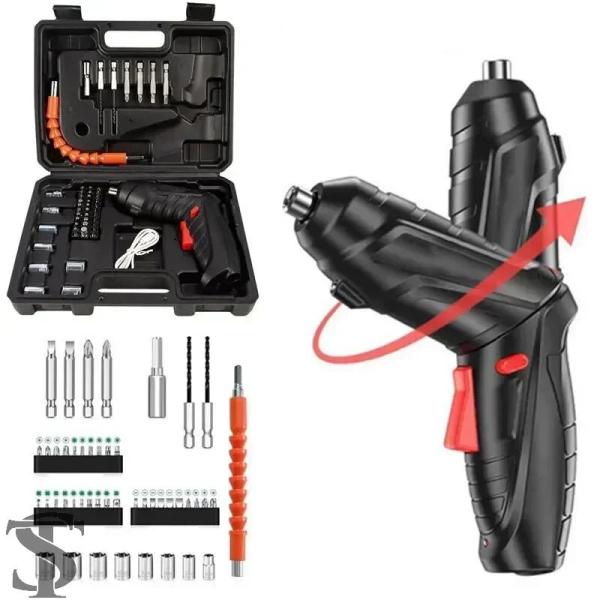 並行輸入品 47ピース コードレス電動ドライバーキット LEDライト付き 充電式多機能ドリルドライバ...